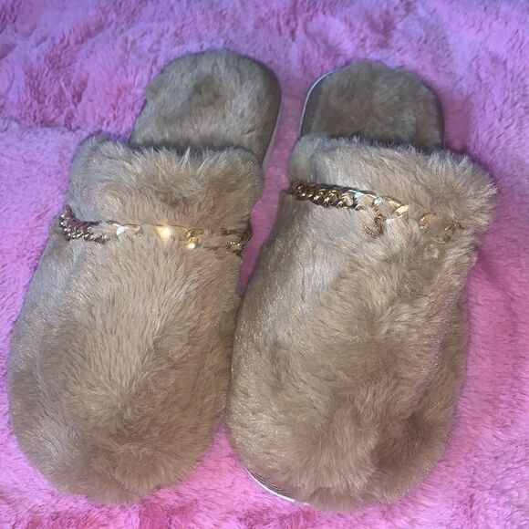 Brown Faux Fur Slipper Slides - Picture 5 of 6